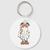 I幽霊ピープル年間のまわりに幽霊オレンジ キーホルダー (正面)