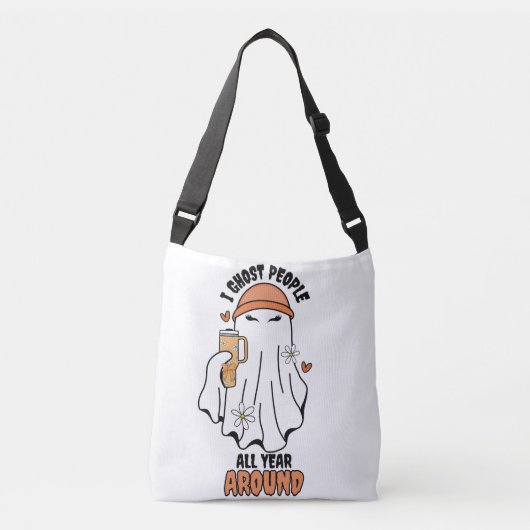 I幽霊ピープル年間のまわりに幽霊オレンジ クロスボディバッグ (正面)