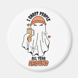 I幽霊ピープル年間のまわりに幽霊オレンジ マグネット