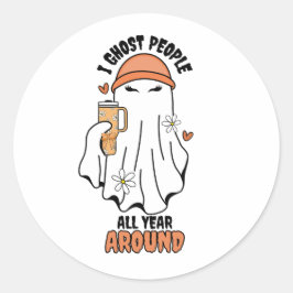 I幽霊ピープル年間のまわりに幽霊オレンジ ラウンドシール