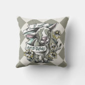 I悲し食べみ：ハッピーヤギとデイジー（チェック） クッション (裏面)