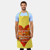 I愛の秋 – 赤い《植物》アスペンリーフハート1、ブロンテク引用文 エプロン (着用した状態)