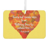 I愛の秋 – 赤い《植物》アスペンリーフハート1、ブロンテク引用文 カーエアーフレッシュナー (裏面)