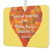 I愛の秋 – 赤い《植物》アスペンリーフハート1、ブロンテク引用文 カーエアーフレッシュナー (左)