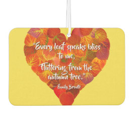 I愛の秋 – 赤い《植物》アスペンリーフハート1、ブロンテク引用文 カーエアーフレッシュナー