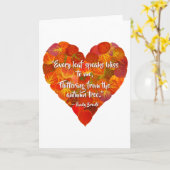 I愛の秋 – 赤い《植物》アスペンリーフハート1、ブロンテク引用文 カード (黄色い花)