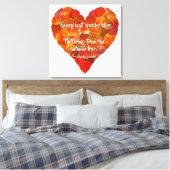 I愛の秋 – 赤い《植物》アスペンリーフハート1、ブロンテク引用文 キャンバスプリント (インサイチュ (寝室))