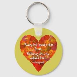 I愛の秋 – 赤い《植物》アスペンリーフハート1、ブロンテク引用文 キーホルダー