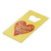 I愛の秋 – 赤い《植物》アスペンリーフハート1、ブロンテク引用文 クレジットカード栓抜き (正面アングル)