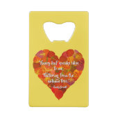 I愛の秋 – 赤い《植物》アスペンリーフハート1、ブロンテク引用文 クレジットカード栓抜き (裏面)