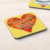 I愛の秋 – 赤い《植物》アスペンリーフハート1、ブロンテク引用文 コースター (左側)