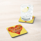 I愛の秋 – 赤い《植物》アスペンリーフハート1、ブロンテク引用文 コースター (右側)