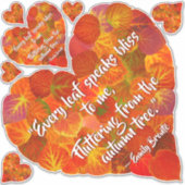 I愛の秋 – 赤い《植物》アスペンリーフハート1、ブロンテク引用文 シール (正面)