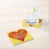 I愛の秋 – 赤い《植物》アスペンリーフハート1、ブロンテク引用文 スクエアペーパーコースター (インサイチュ)