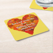 I愛の秋 – 赤い《植物》アスペンリーフハート1、ブロンテク引用文 スクエアペーパーコースター (アングル)