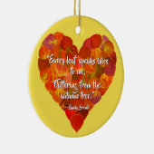 I愛の秋 – 赤い《植物》アスペンリーフハート1、ブロンテク引用文 セラミックオーナメント (右)