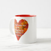 I愛の秋 – 赤い《植物》アスペンリーフハート1、ブロンテク引用文 ツートーンマグカップ (正面左)