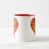 I愛の秋 – 赤い《植物》アスペンリーフハート1、ブロンテク引用文 ツートーンマグカップ (中央)