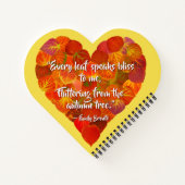 I愛の秋 – 赤い《植物》アスペンリーフハート1、ブロンテク引用文 ノートブック (裏面)