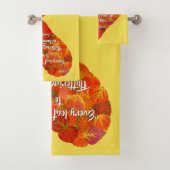 I愛の秋 – 赤い《植物》アスペンリーフハート1、ブロンテク引用文 バスタオルセット (インサイチュ)