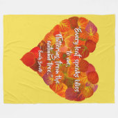 I愛の秋 – 赤い《植物》アスペンリーフハート1、ブロンテク引用文 フリースブランケット (正面(横))