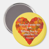 I愛の秋 – 赤い《植物》アスペンリーフハート1、ブロンテク引用文 マグネット (正面/裏面)