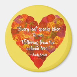 I愛の秋 – 赤い《植物》アスペンリーフハート1、ブロンテク引用文 マグネット