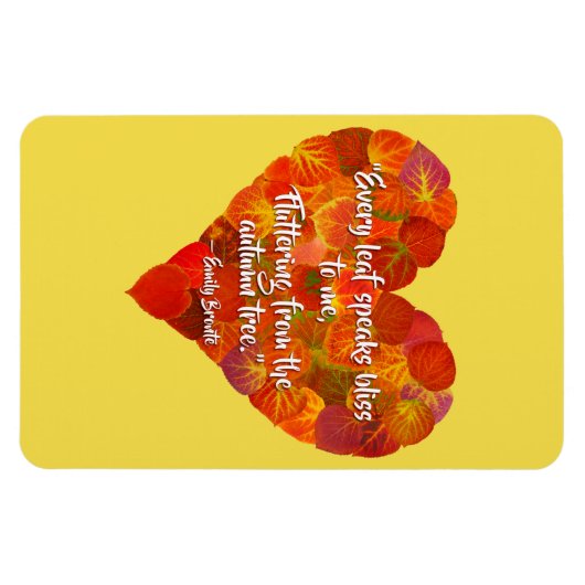 I愛の秋 – 赤い《植物》アスペンリーフハート1、ブロンテク引用文 マグネット (横)