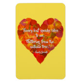 I愛の秋 – 赤い《植物》アスペンリーフハート1、ブロンテク引用文 マグネット (縦)