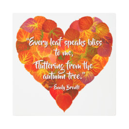 I愛の秋 – 赤い《植物》アスペンリーフハート1、ブロンテク引用文 メタルプリント