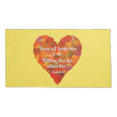 I愛の秋 – 赤い《植物》アスペンリーフハート1、ブロンテク引用文 枕カバー (裏面-左)