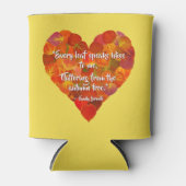 I愛の秋 – 赤い《植物》アスペンリーフハート1、ブロンテク引用文 缶クーラー (正面)