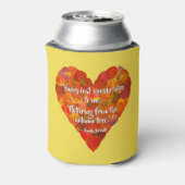 I愛の秋 – 赤い《植物》アスペンリーフハート1、ブロンテク引用文 缶クーラー (缶裏面)