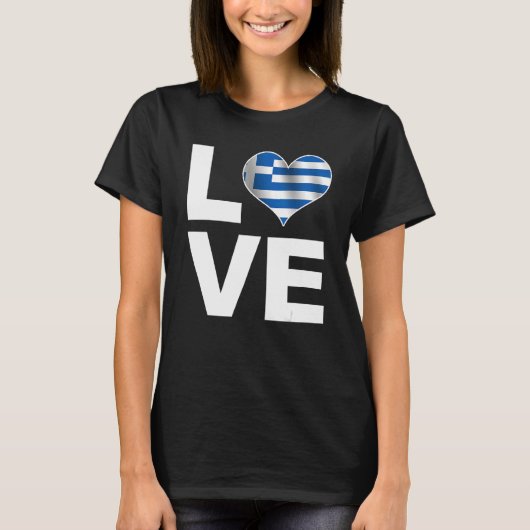 I愛ギリシャハート国旗ギリシャ Tシャツ (正面)
