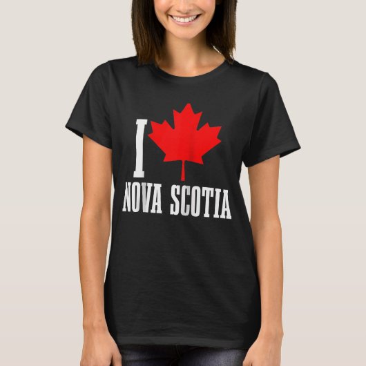 I愛ノバスコシアメープルリーフカナダ国旗 Tシャツ (正面)