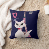 I愛パリかわいい猫 クッション (ブランケット)
