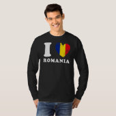 I愛ルーマニアハート国旗ルーマニア Tシャツ (正面フル)