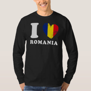 I愛ルーマニアハート国旗ルーマニア Tシャツ