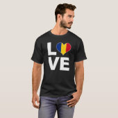 I愛ルーマニアハート国旗ルーマニア Tシャツ (正面フル)