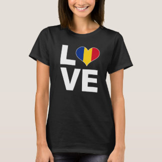 I愛ルーマニアハート国旗ルーマニア Tシャツ