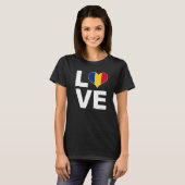 I愛ルーマニアハート国旗ルーマニア Tシャツ (正面フル)