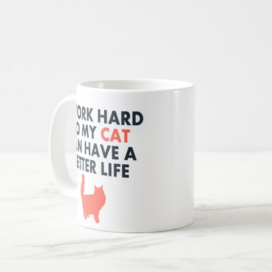 I懸命おもしろい猫引用文猫好き・オーナー コーヒーマグカップ (正面左)