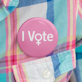 I投票ボタン – ピンクの白（カスタマイズ可能） 缶バッジ