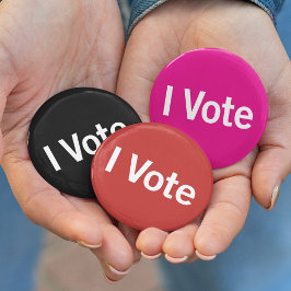 I投票ボタン – 黒の上に白（カスタマイズ） 缶バッジ