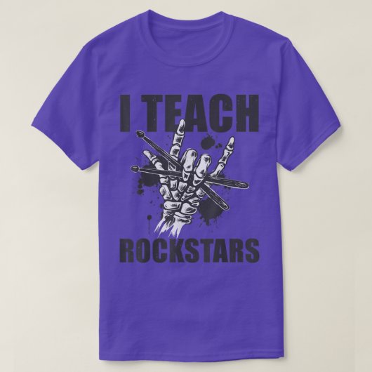 I教えロックスター音楽ドラム先生スケルトン Tシャツ (デザイン正面)