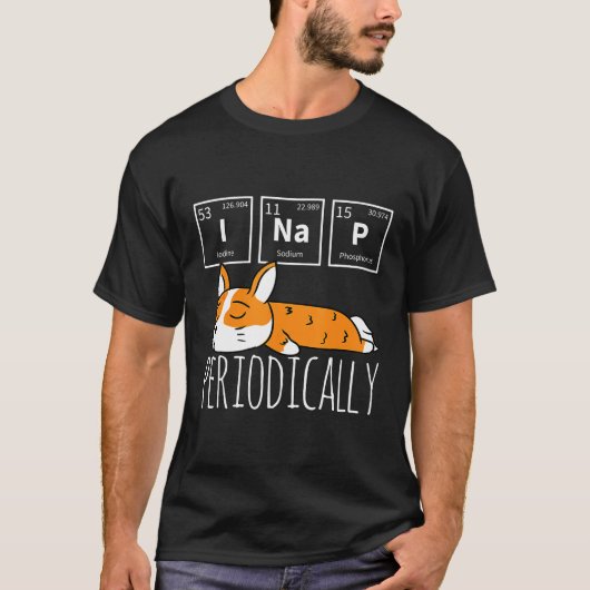 I昼寝周期表ミームミーコーギ Tシャツ (正面)