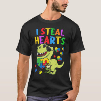 I盗むハートパズル自閉症意識Tレックスディノス Tシャツ