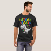 I盗むハートパズル自閉症意識Tレックスディノス Tシャツ (正面フル)