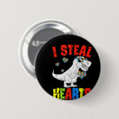 I盗むハート恐竜の自閉症の意識トドラーB 缶バッジ (正面&裏面)