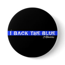 I背部は青い警察ボタンを捕えます